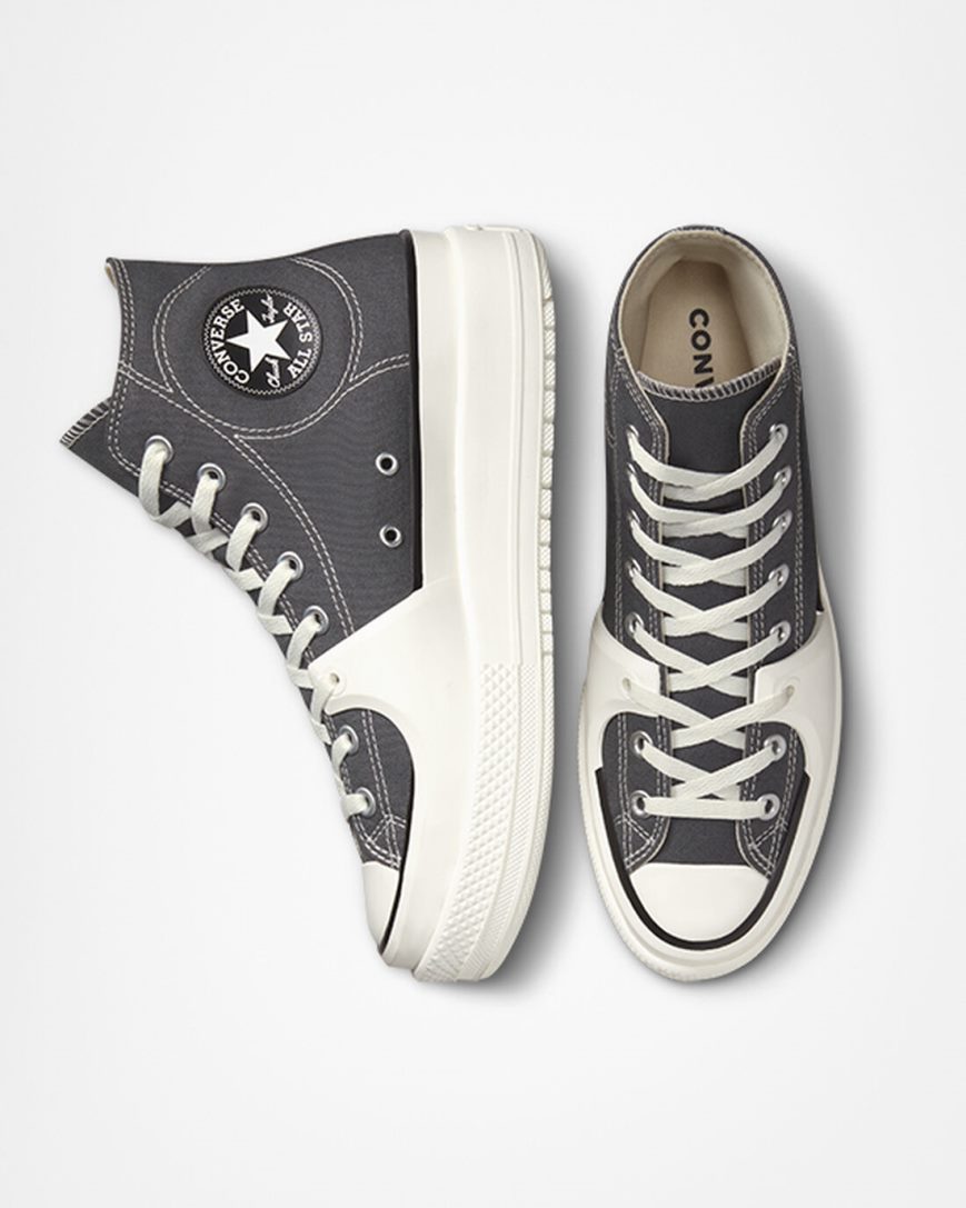 Pánské Boty Vysoké Converse Chuck Taylor All Star Construct Šedé Bílé | CZ UQAZ27